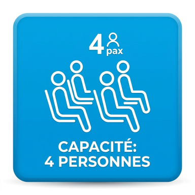 nombre maximum de passagers Symbole indiquant une capacité de 4 personnes assises.